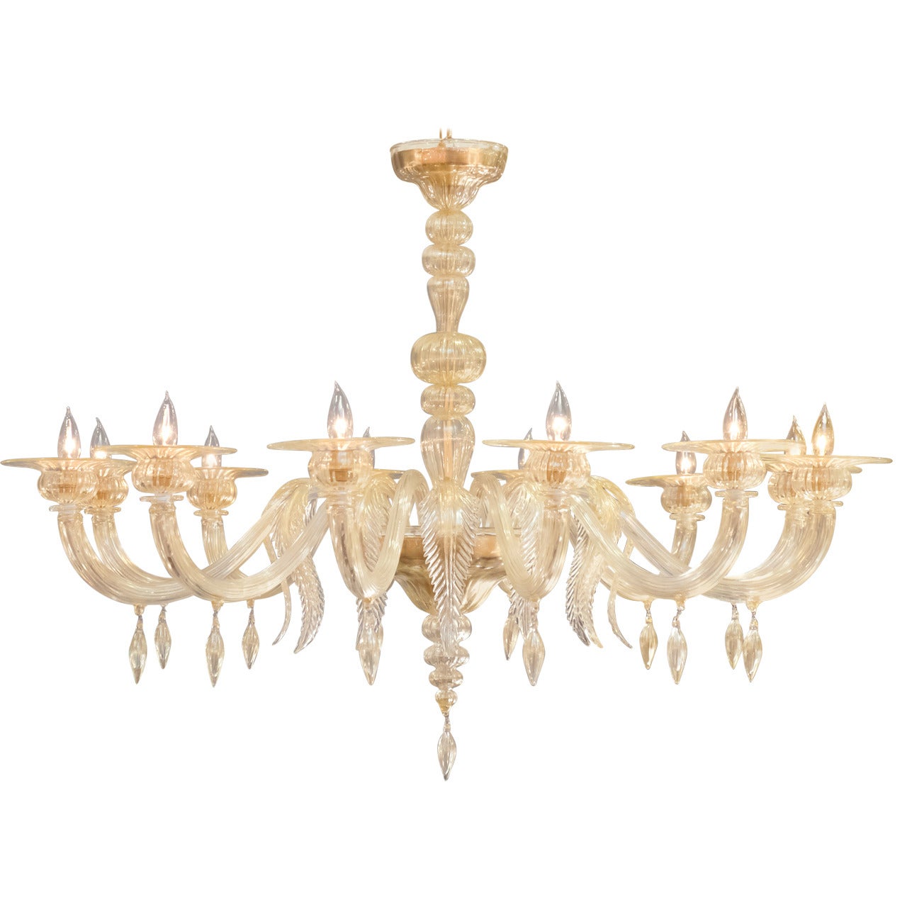 Stunning Murano "Avventurina" Glass Chandelier by Seguso For Sale