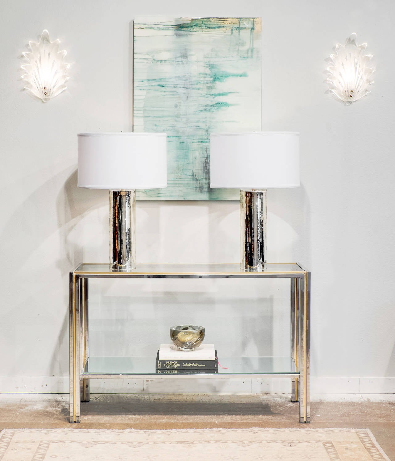 Pair of Murano Mercury Glass Lamps