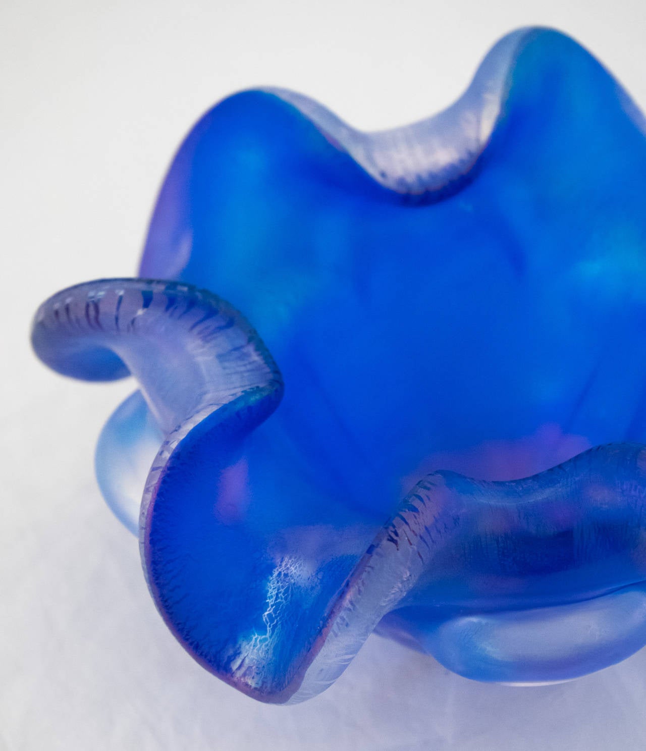Iridescent Blue Murano Glass Bowl 5