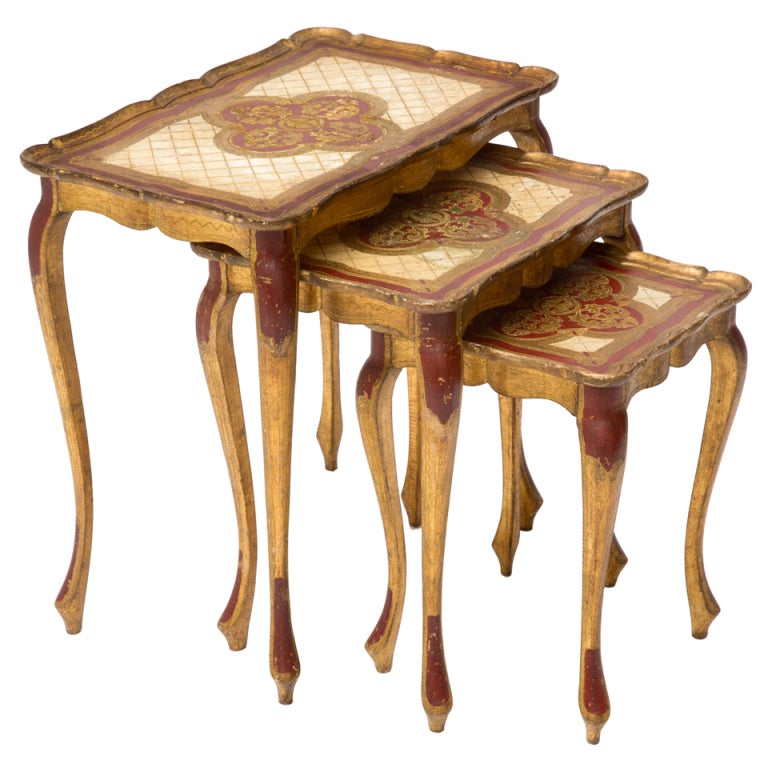 Venetian Set of Painted Nesting Tables at 1stDibs