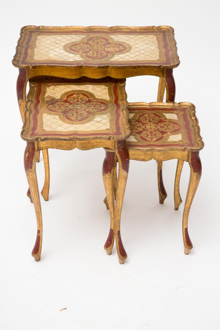 Italian Venetian Set of Painted Nesting Tables