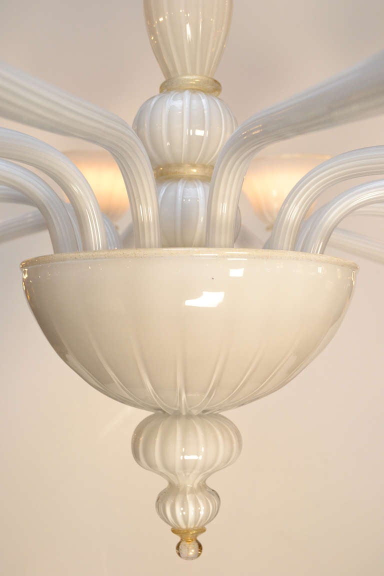 Murano Glass White and Gold Chandelier by Barbini 3