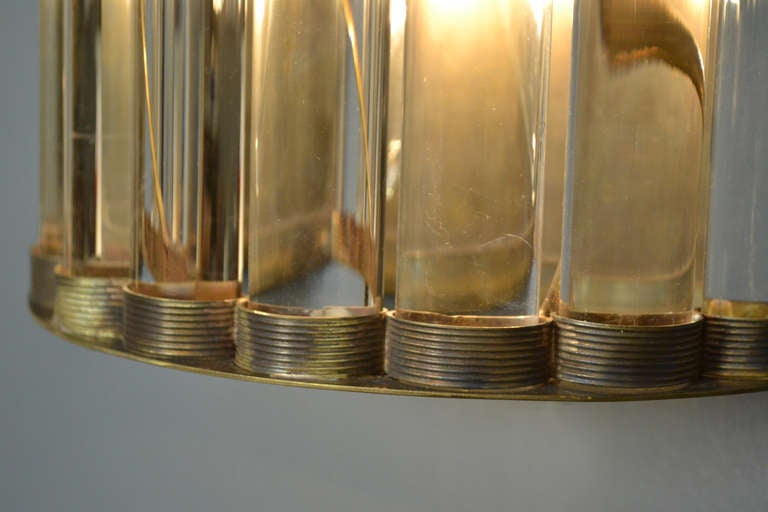Pair of Murano Glass Tube and Brass Sconces For Sale 3