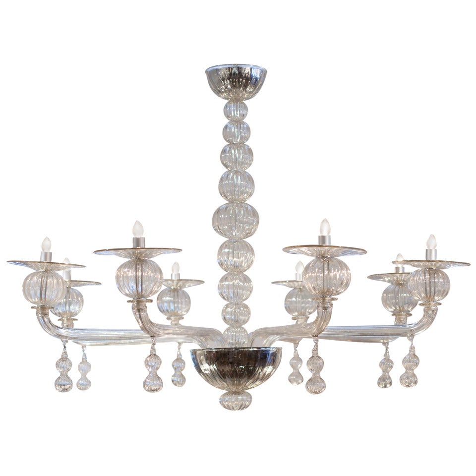 Murano Cristallo Pura Glass Chandelier by Barbini For Sale