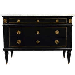 Louis XVI Style Carrara Marble Top Chest in the Manner of Jansen