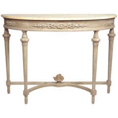 French Louis XVI Style Marble Top Console Table