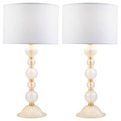 Pair of Murano "Avventurina" Glass Lamps