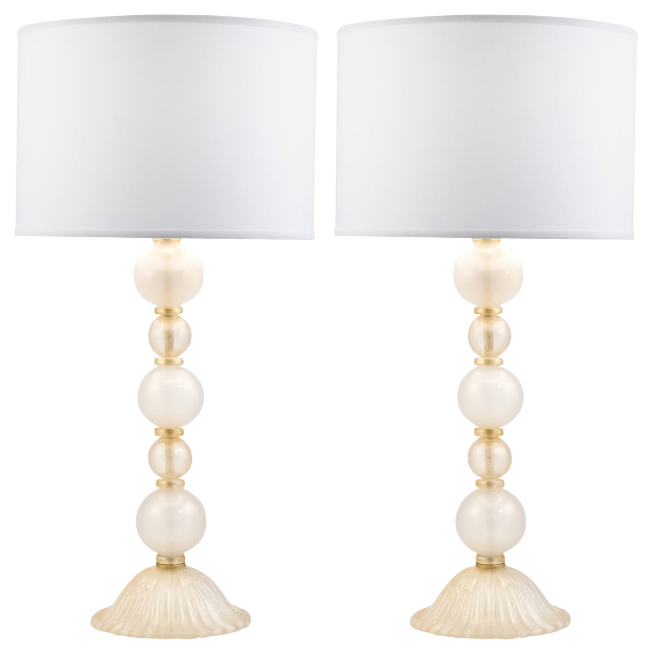 Pair of Murano "Avventurina" Glass Lamps