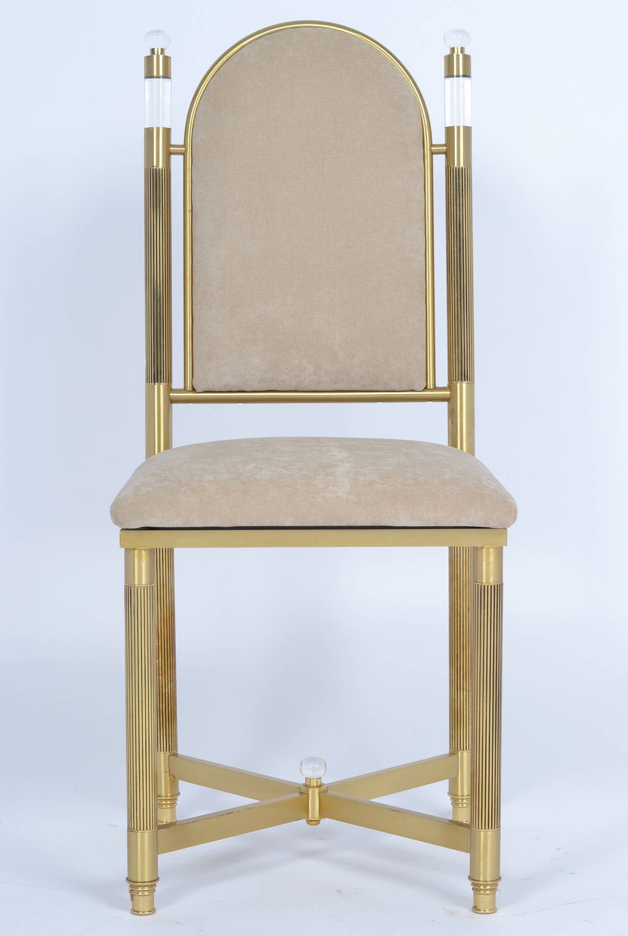 Mid-Century Modern Maison Valenti Brass and Lucite Dining Chairs