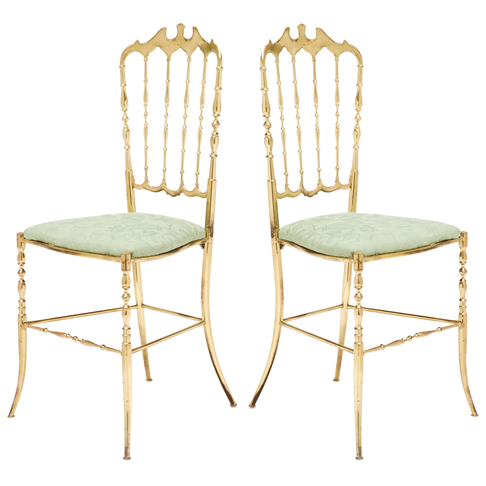 Pair of Vintage Brass Chiavari Chairs