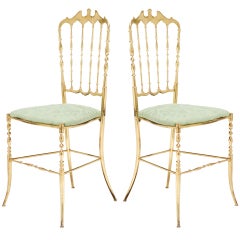 Pair of Vintage Brass Chiavari Chairs