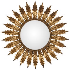 Vintage Gilt Metal Sunburst Mirror