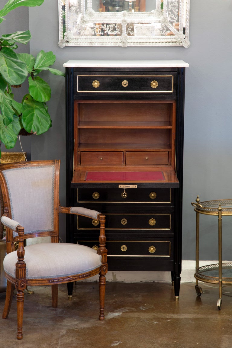 Louis XVI Carrara Marble Top Secretary