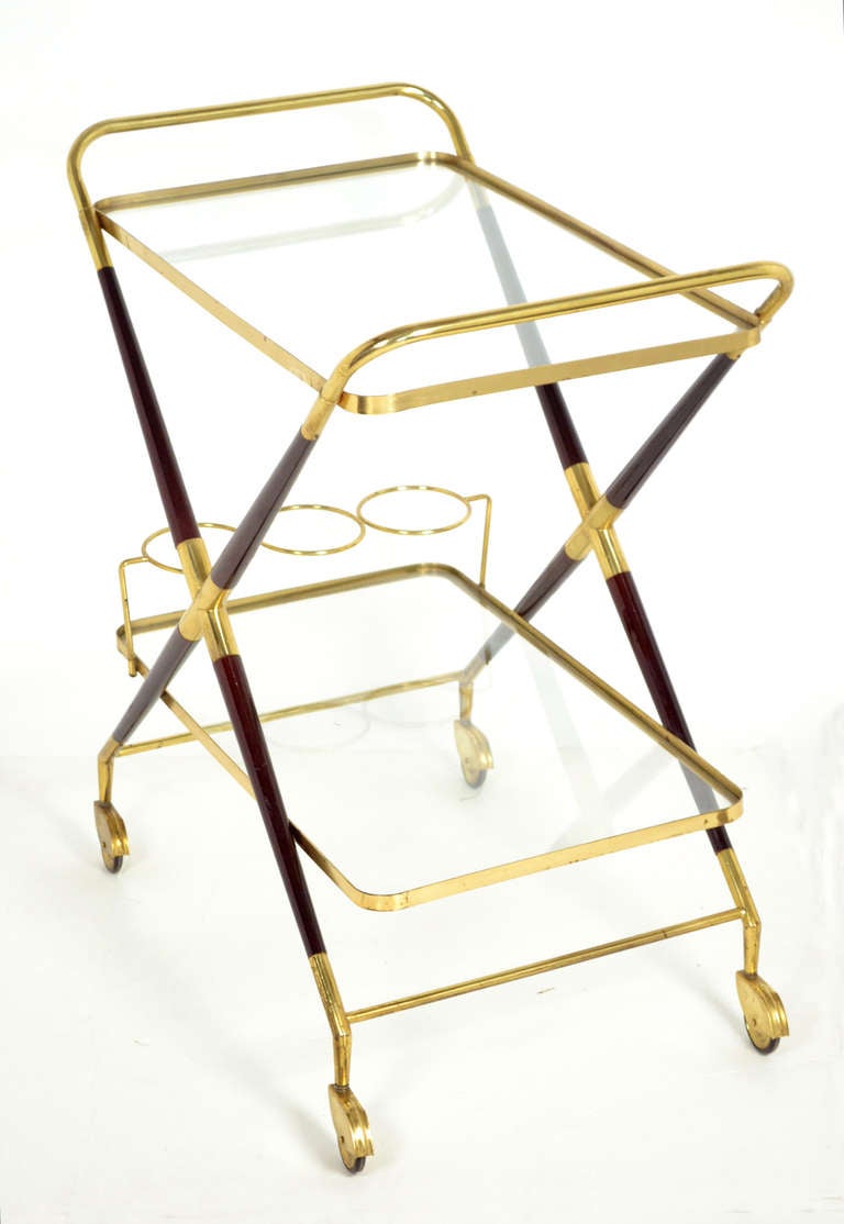 Brass Italian Vintage Bar Cart by Cesare Lacca