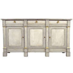 Antique French Directoire Style Blue/Gray Patina Walnut Buffet