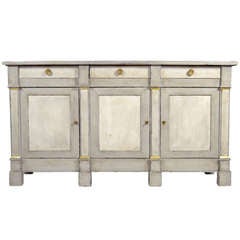 French Directoire Style Blue/Gray Patina Walnut Buffet