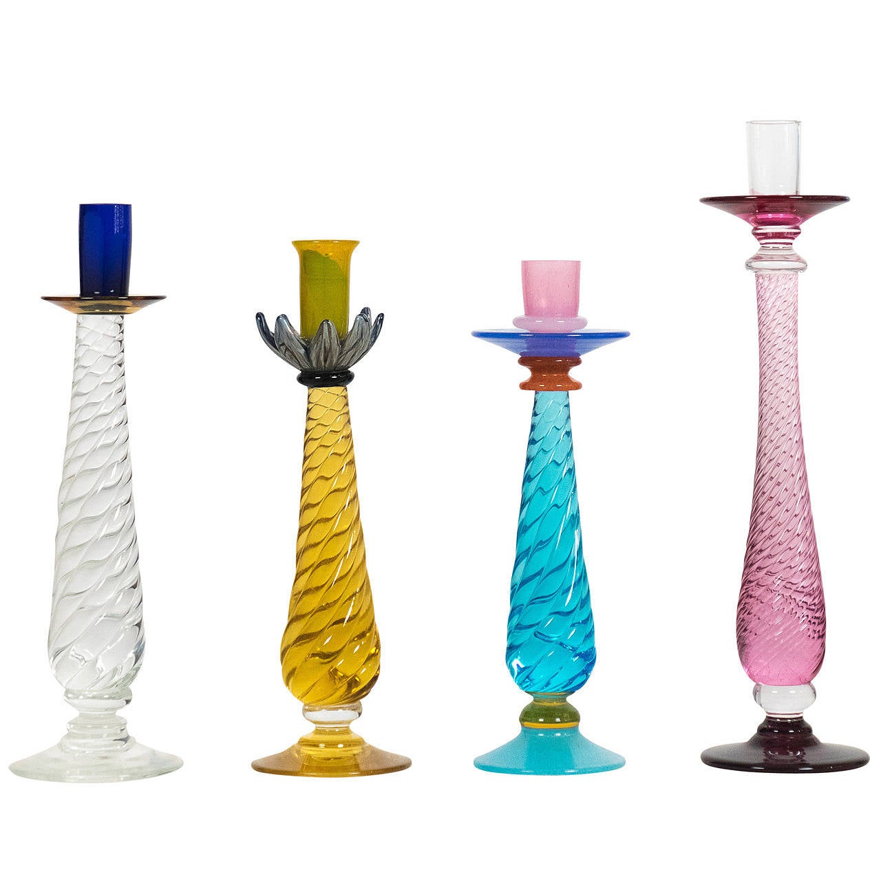 Murano Handblown Glass Candlesticks at 1stDibs