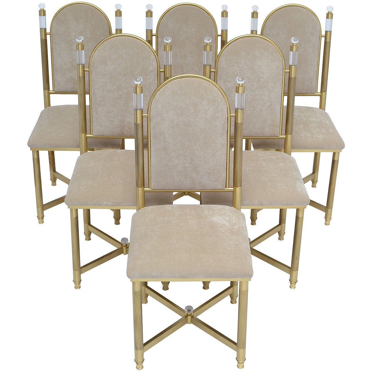 Maison Valenti Brass and Lucite Dining Chairs