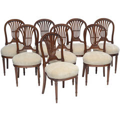 French Antique Directoire Set of Eight Dining Chairs