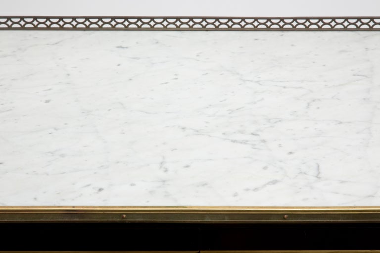 Mahogany Louis XVI Carrara Marble Top Console