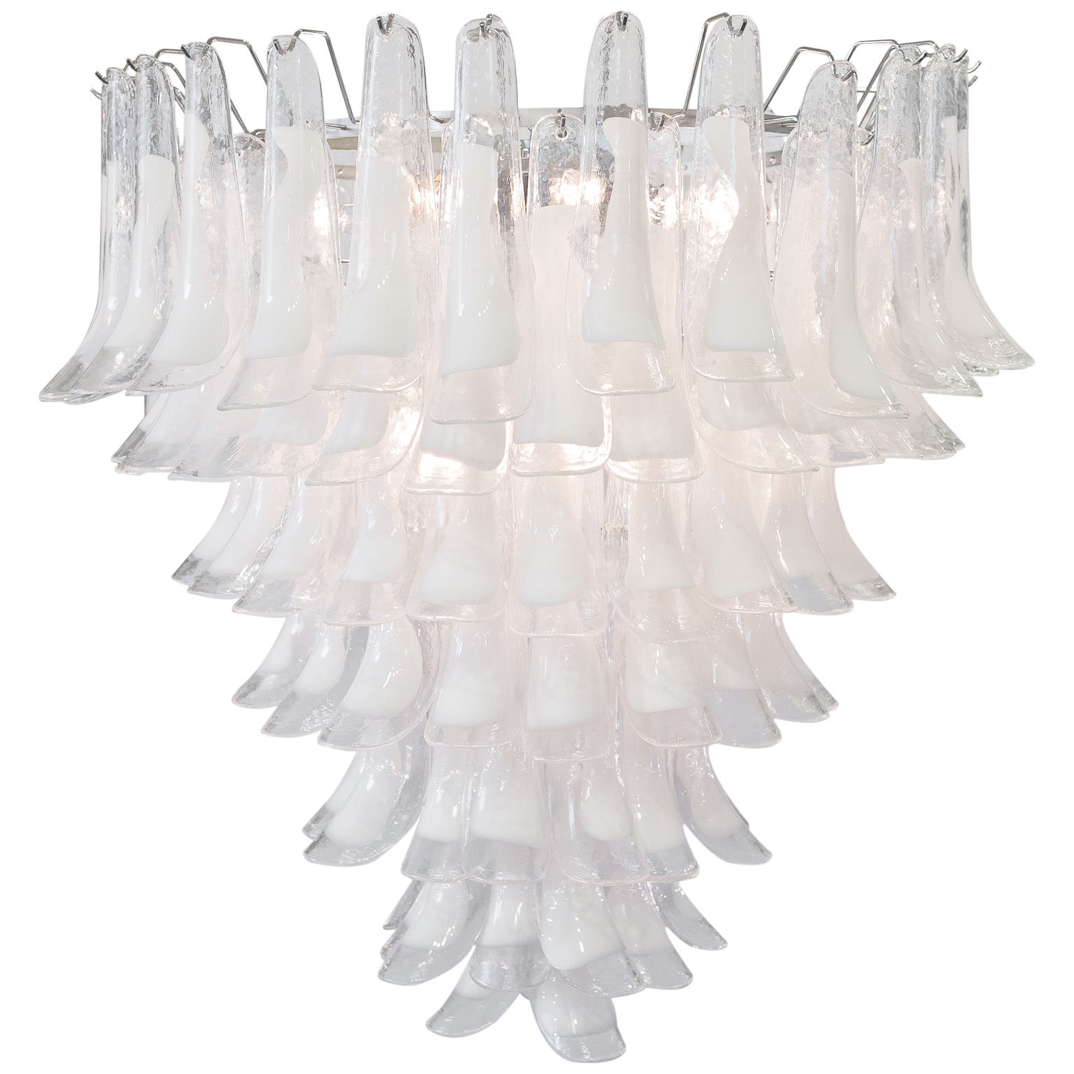 Murano Crystal and Opaline Glass Chandelier by Mazzega For Sale