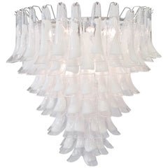 Murano Crystal and Opaline Glass Chandelier by Mazzega