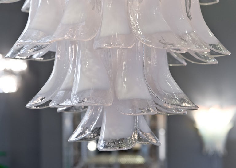 Murano Crystal and Opaline Glass Chandelier by Mazzega For Sale 3