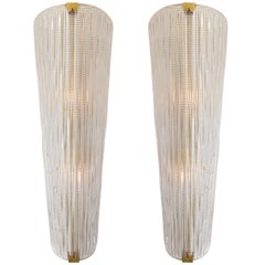 Grand Pair of Murano Glass Wall Sconces by Barovier