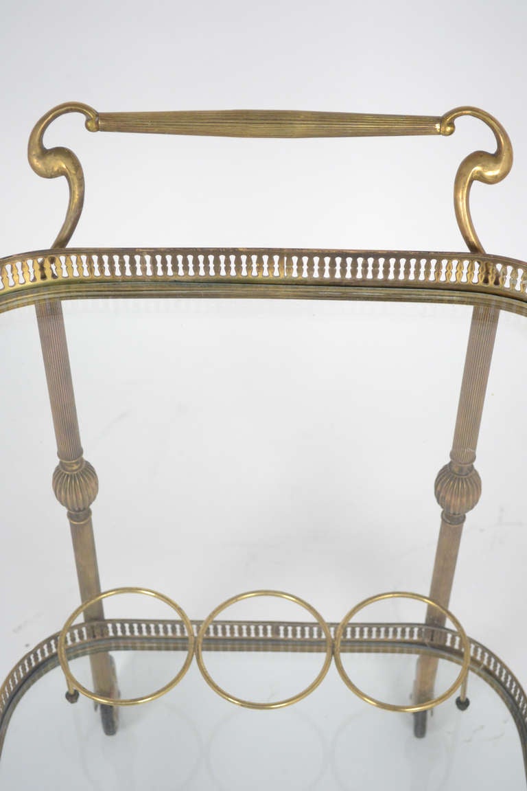 French Vintage Brass Bar Cart 1