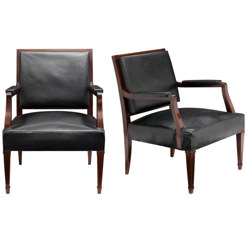 French Vintage Pair of Armchairs in the Manner of Jacques Adnet