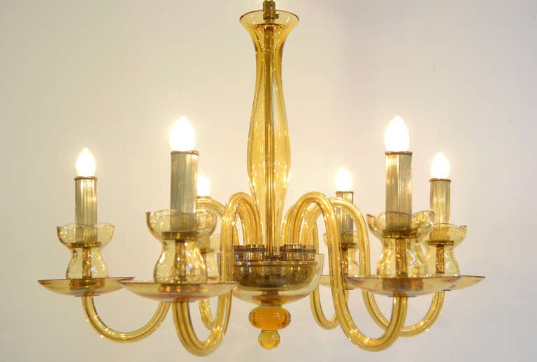 Murano Amber Glass Chandelier 3