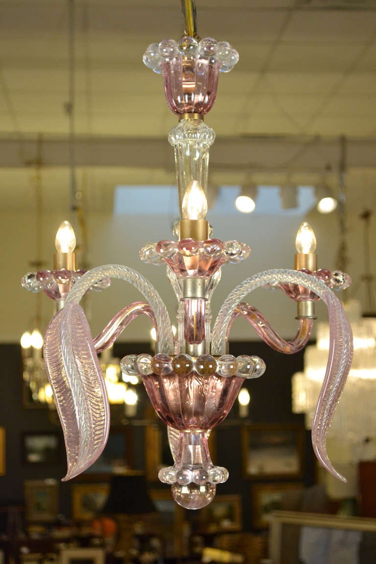 "Piccolo" Pink Murano Glass Chandelier
