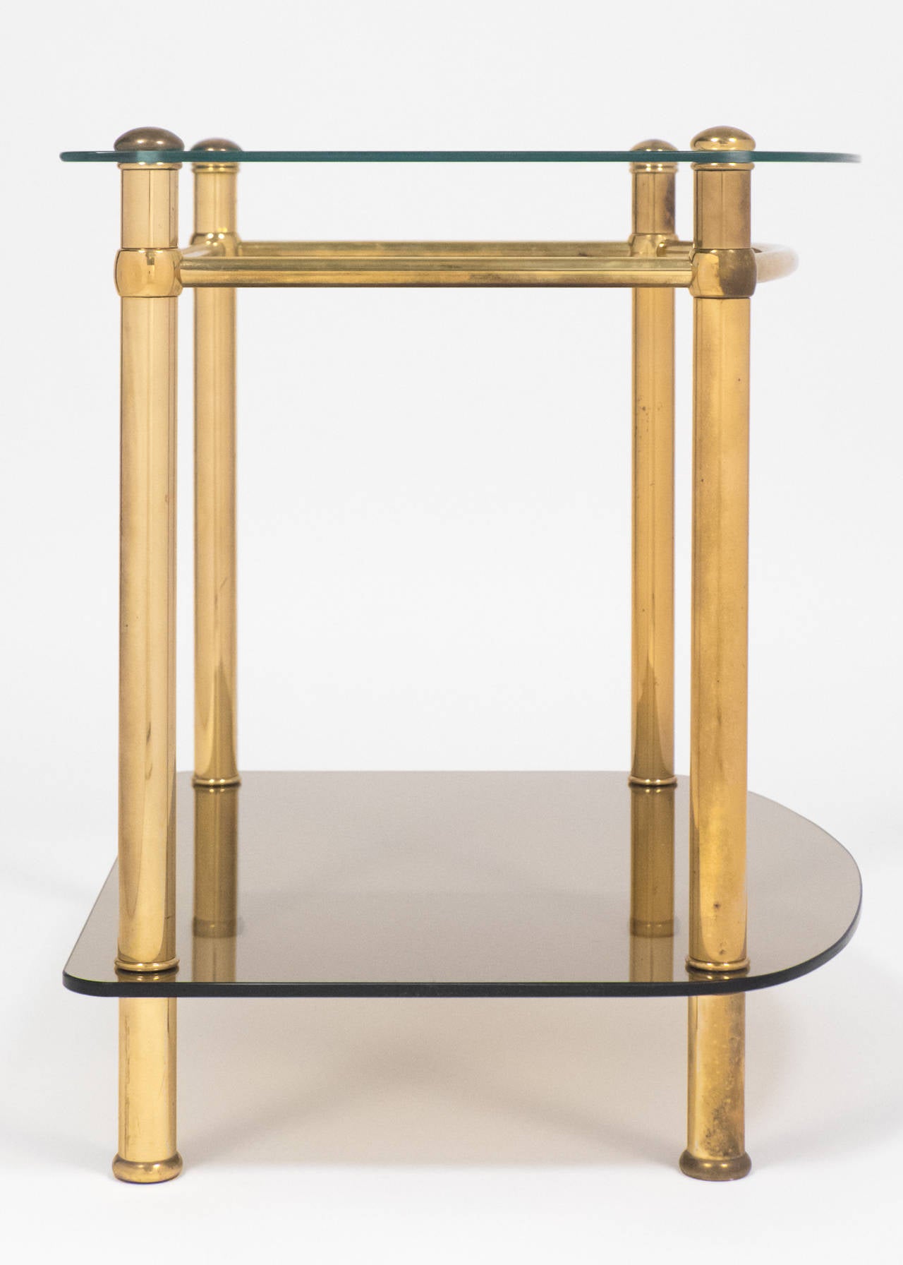 Vintage Pair of Brass and Glass Side Tables at 1stDibs