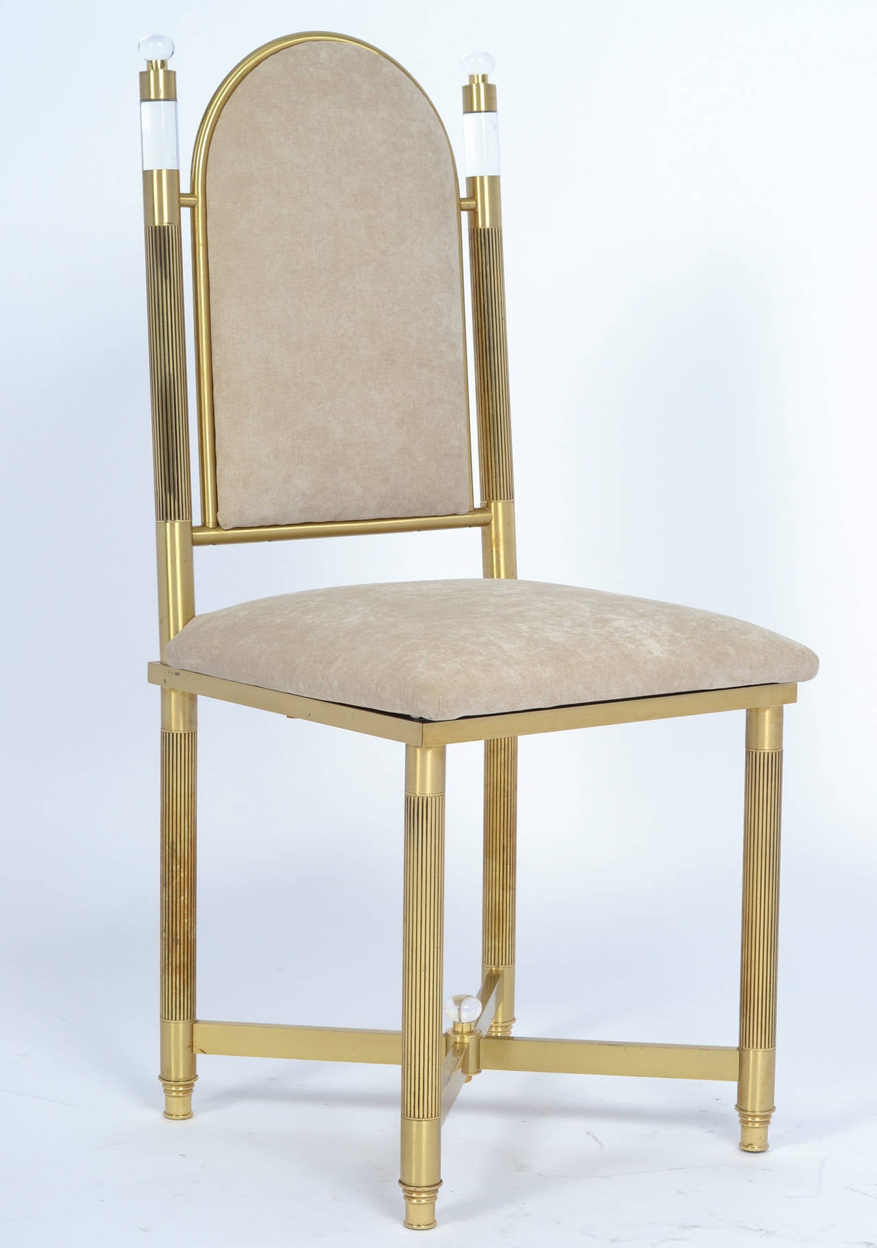 French Maison Valenti Brass and Lucite Dining Chairs