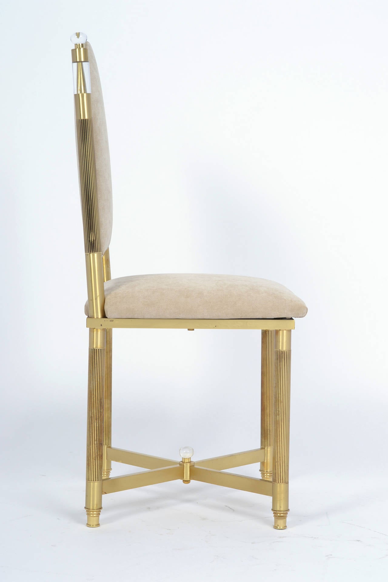 Maison Valenti Brass and Lucite Dining Chairs In Good Condition In Austin, TX