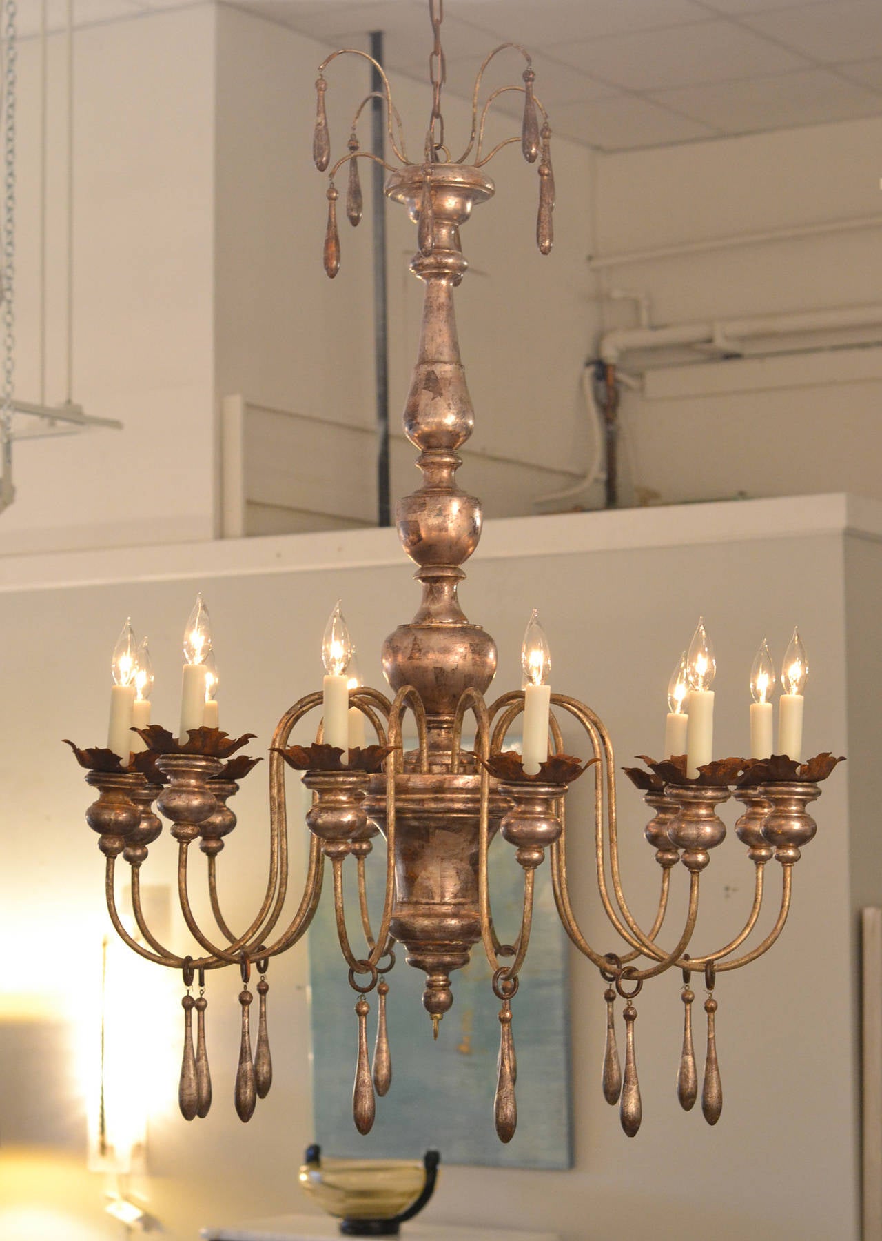 Antique Italian Silver Leaf Chandelier at 1stDibs
