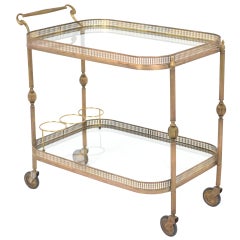 Carrello da bar francese in ottone vintage
