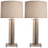 Pair of Vintage Italian Murano Glass Tube Lamps