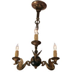 Antique Petite French Empire Style Bronze Chandelier