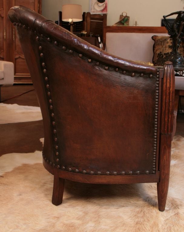 Walnut French Art Deco Period Club Chair