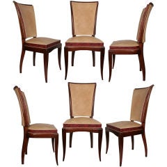 Set of Six French Art Deco Period Dining Chairs