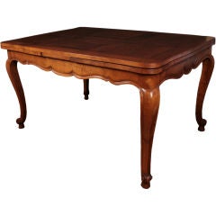 Antique French Louis XV Style Walnut Draw Leaf Table