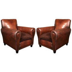 Pair of French Art Deco Period Club Chairs