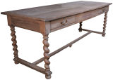 French Antique Louis XIII Style Solid Oak Desk