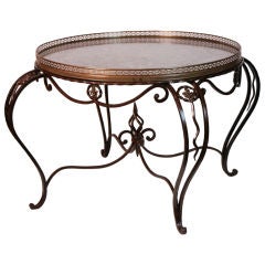 French Forged Iron and Marble Coffee Table
