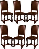 Set of Six French Renaissance Style Oak Dining Chairs