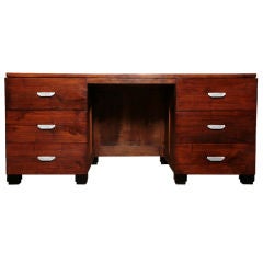 French Art Deco Period Solid Walnut Desk