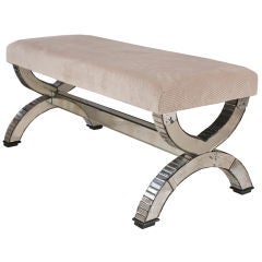 French Art Deco Period Mirrored Bench