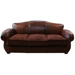 French Art Deco Period Leather Sofa