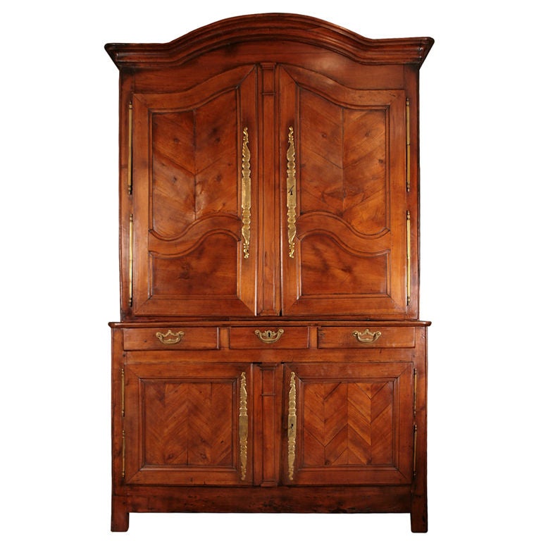 French Louis XV Period Solid Cherry Wood Double Corps Buffet